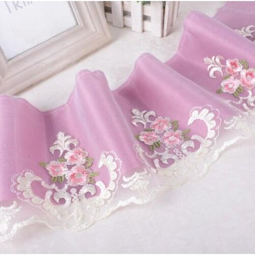 12M/Lot 18cm Wide Mesh Embroidery Lace Trim Edging For Dress Skirt Bedside Curtain Pillow Sofa Decor Lace Accessories Ribbon