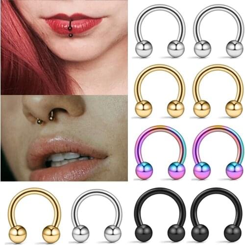 2PC Stainless Steel Nose Ring 14G 16G Spike Nose Piercings Helix Ear Piercing Women Men Septum Rings Body Piercing Jewelry
