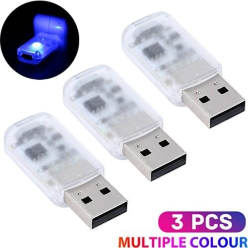 3pcs 5V Mini RGB LED USB Car Auto Interior Light Touch Key Atmosphere Ambient Lamp DIY Parts Accessories