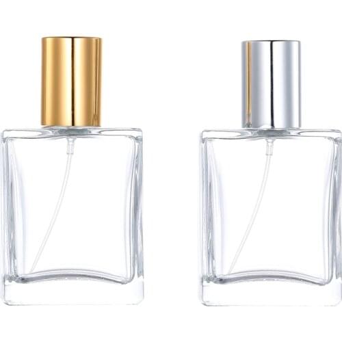 Nbyaic 50pcs Gold and silver straight cover square glass perfume bottle 30ml50ml100ml large capacity empty perfume bottle