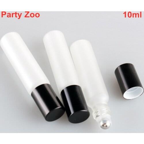 500 X 10ml Portable Frosted Roll On Bottle Glass Essential Oil Stainless Steel Roller Bottles 17x77mm Wholesale