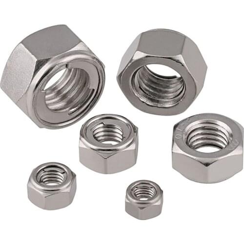 A2 Stainless Steel Hex Nylon Insert Lock Nut Self-locking Nylock Locknut M3 4 5 6 8 10 12 14 16 M20
