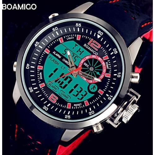 BOAMIGO Luxury Design Men Watches Red Sports Watches relojes de cuarzo Digital Watch Quartz Wristwatches relogio masculino