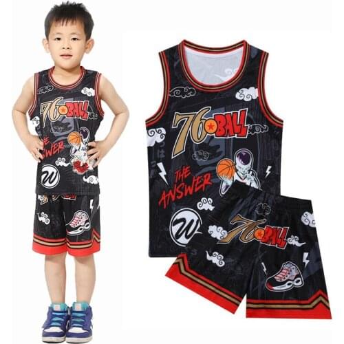Kids Summer Childrens Boys Fashion Sleeveless Sublimation PrintingBasketball Uniform