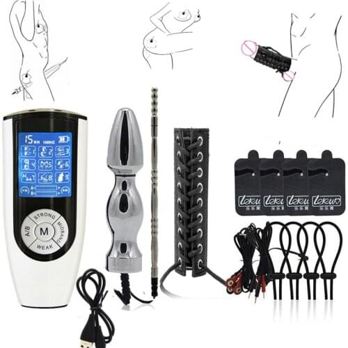 Electric Shock Anal Vagina Plug Urethral Catheter Penis Plug Cock Ring Nipple Massage Pad Medical Electric Stimulation Sex Toys