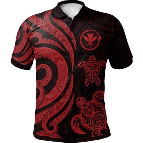 Hawaii Polo Shirt Red Tentacle Turtle 3D Printed Polo Shirt Men Women Short Sleeve Summer T-shirt