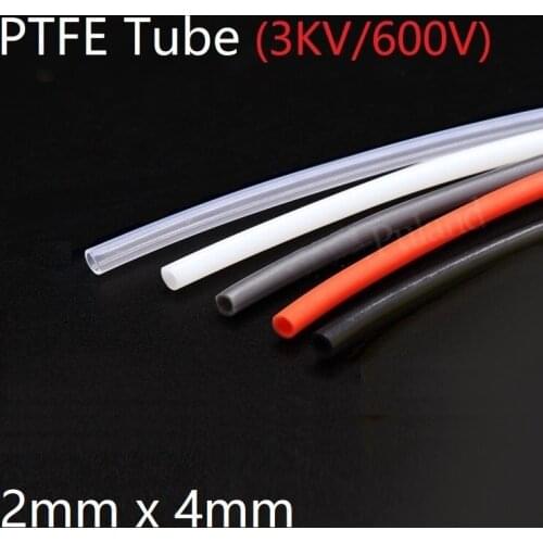 PTFE Tube ID 2m x 4mm OD F46 Insulated Capillary Heat Protect Transmit Hosing Rigid Pipe Temperature Corrosion Resistance 600V