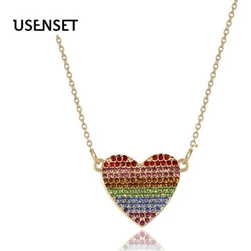 Fine Heart Necklaces for Women SHORT Chain Heart Star Pendant Necklace Ethnic Bohemian Rainbow Choker 06Y01
