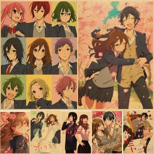 Kawaii Vintage Japanese Classic Anime Horimiya Retro Poster Kraft Paper Room /Bar/cofe Home Art Painting Wall Sticker