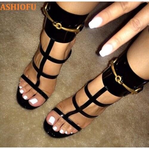 ASHIOFU Handmade Womens High Heel Sandals Open-toe Sexy Party Prom Shoes Shiney Evening Fashion Sandals Shoes
