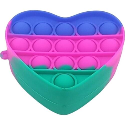 Creative Silicone Coin Purse Decompression Bubble Zipper Bag Children Adult Cute Heart Shape Soft Bubble Stationery Bags