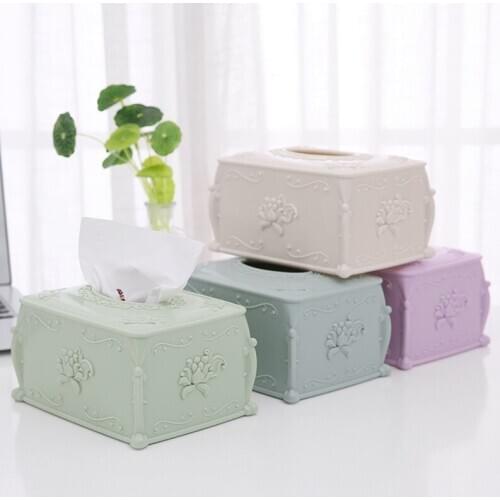 Lace Plastic Tissue Box Household Coffee Table Tray Creative Living Room Napkin Storage Box Paper Box