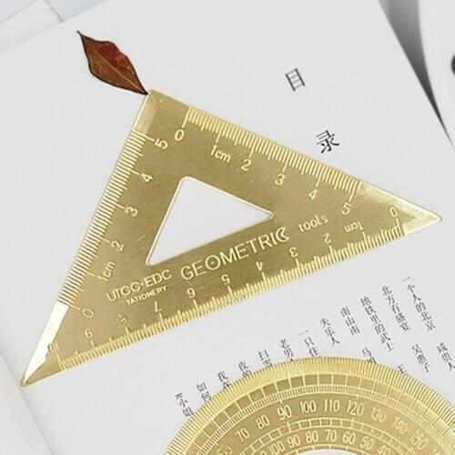 Brass Lsosceles Triangle Ruler Drawing Painting Measuring Tool Cartography Math 1XCE