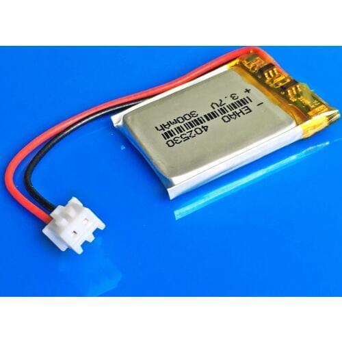 3.7V 300mAh lithium polymer lipo li ion rechargeable battery 402530 JST 2.5mm power for MP3 GPS bluetooth headset smartwatch