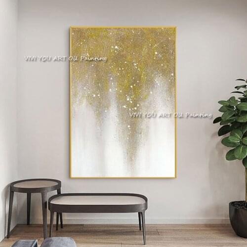 The Best Handmade Color Golden Bling Mural Oil Painting On Canvas New Creative Wall Arts Picture For Home Hotel Star Decoration