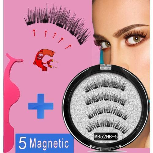 MB 5 magnets Magnetic eyelashes with Mink eyelashe natural long False eye lashes applicator faux cils magnetique extension MB22P