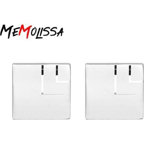 MeMolissa Fashion Luxury shirt square laser silver cufflink for mens Brand cuff buttons cuff links High Quality abotoaduras