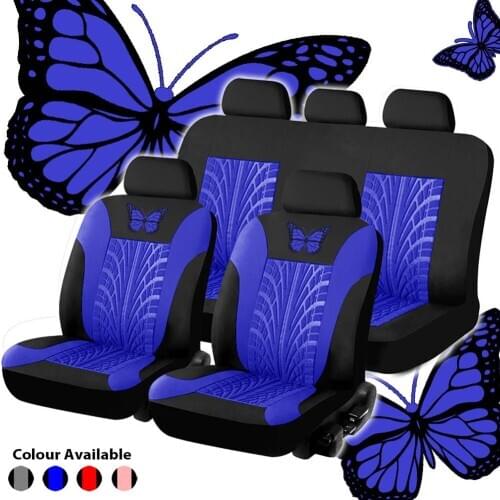 Butterfly Car Seat Covers Set PU Leather Waterproof Tire Track Seat Protector for Outdoor Personal Car Decoration