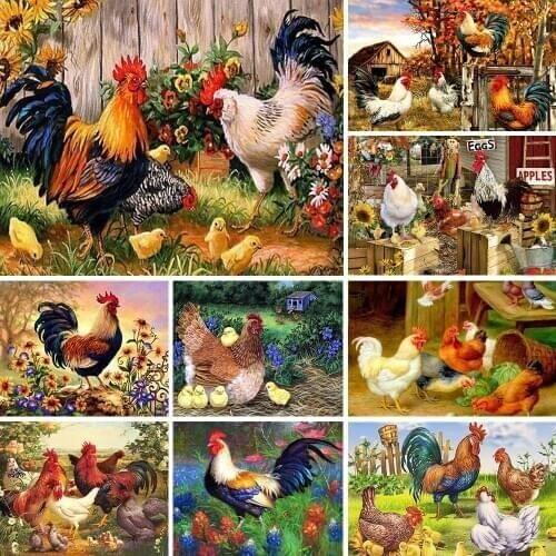 Animal Chicken DIY Cross Stitch 11CT Embroidery Kits Needlework Craft Set Printed Canvas Cotton Thread Home Decoration For Room