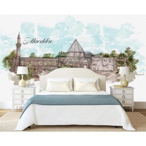 Bacal Custom wallpaper 3d mural papier peint Nordic abstract retro building lighthouse oil painting building castle 3d wallpaper