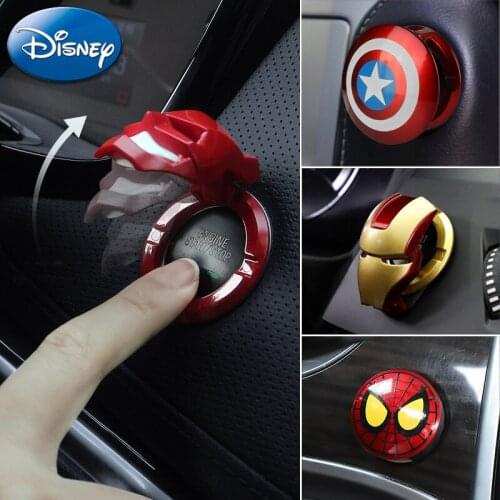 New Marvel Spiderman Iron Man Car Start Button Cover 3D Captain America Car Interior Protective Cover Stickers for Xmas Gifts