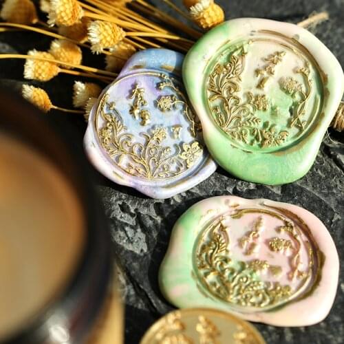 Original Lacquer Seal Tropical Plant Wax Stamp Envelope Seal Seal Gift Wedding Greeting Card DIY Wax Seal Diameter 3cm