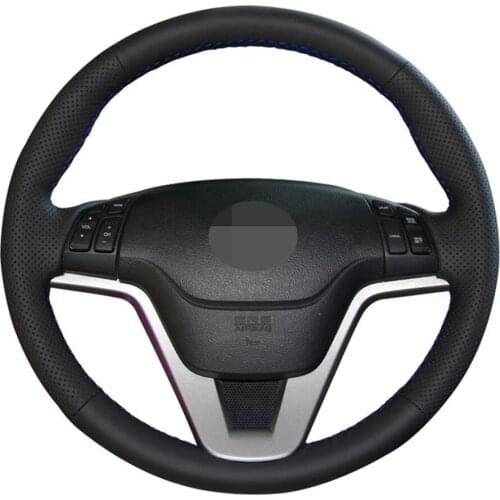 Car Steering Wheel Cover Hand-Stitched Non-Slip Black Artificial Leather Braid For CR-V CRV 2007 2008 2009 2010 2011