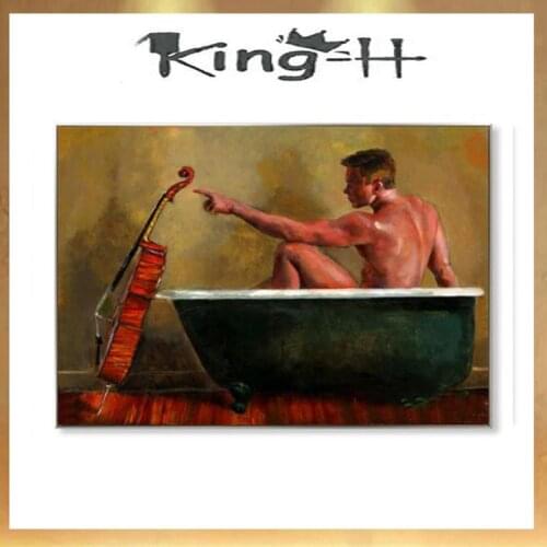 Portrait realistic brushwork of characters sexy man hand-painted oil painting modern nude art sexy boy oil painting art decorati