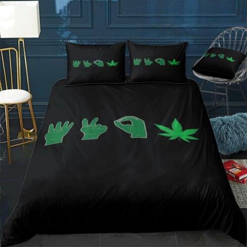 420 hands Design Weed Quilt Cover Pillowcase 3Piece Comforter Bedding Set With Pillow Case Single Double Duvet Cover Home Decora