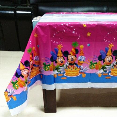 108*180cm Party Tablecloth Supplies Mickey Minnie Mouse Party Supplies Baby Shower Kid Birthday Disposable Decoration Tablecover