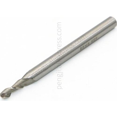 Radius 2mm CNC Milling Cutter Center Cutting HSS Ball Nose End mill 2 Flutes , 6mm Shank Dia 4mm Cutting Dia 75mm Long