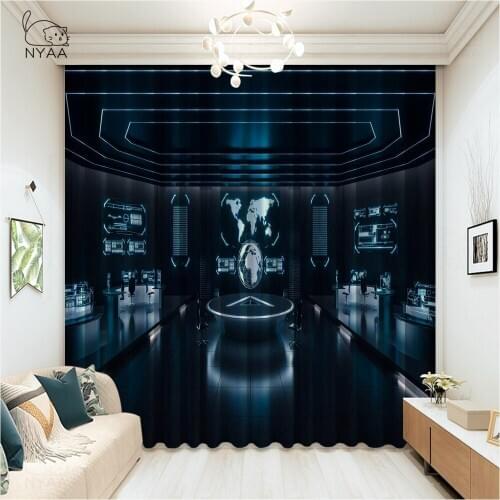 Realistic Old Spaceship Sci-Fi Corridor 3D Render Car Curtains French Window Curtain For Photo Curtains Blackout Micro Shading