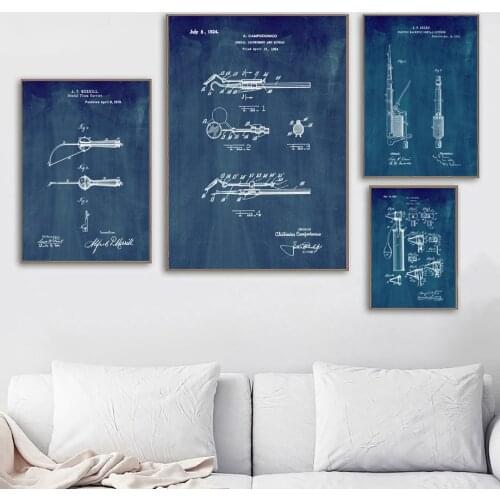 Dentist Dental Tools Retro Lines ​Hospital Wall Art Canvas Painting Poster And Print Living Room Decor Nordic Style Decoration