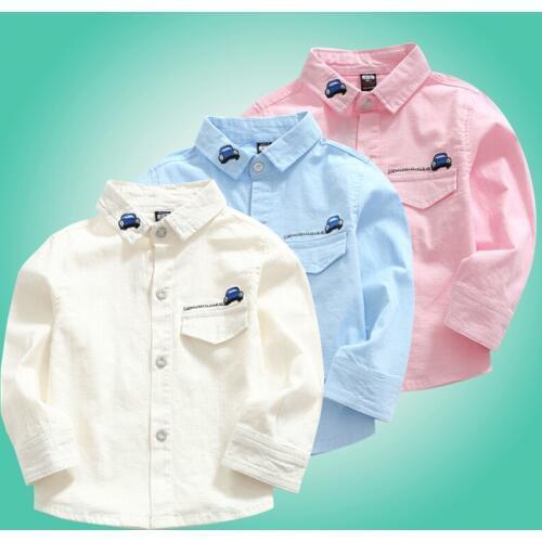 2018 spring autumn boy cartoon car shirts boys shirt cotton long sleeve shirts kids tops size for 23 4 5 6 7 8 years children