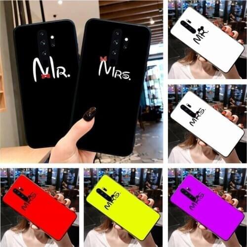 Cute Bow Mr Mrs Couple Phone Case for Redmi 9A 8A 7 6 6A Note 9 8 8T Pro Max Redmi 9 K20 K30 Pro