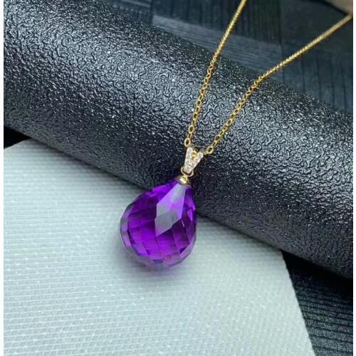 Shilovem 18k yellow piezoelectric amethyst Pendants fine Jewelry women trendy no necklace classic new gift 13*16mm mymz1316002z