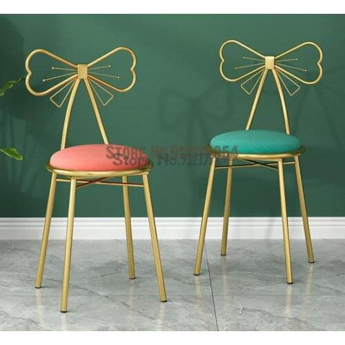 Modern minimalist makeup chair net red ins dressing table stool bedroom home bow cute girl back chair
