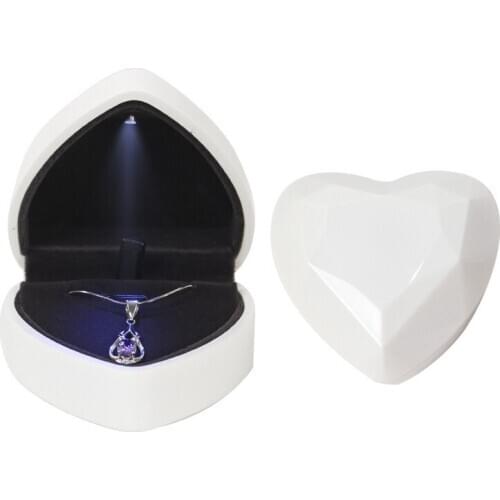 LED Light Pendant Necklace Wedding Gift Jewelry Box Luxury Heart small jewellery boxes