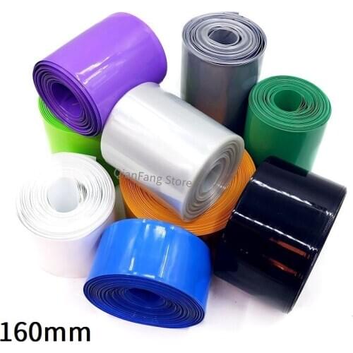 PVC Heat Shrink Tube 160mm Width Blue Multicolor Shrinkable Cable Sleeve Sheath Pack Cover for 18650 Lithium Battery Film Wrap