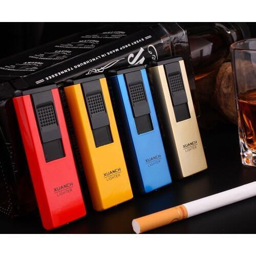 Ultra-Thin Metal Long Stripe Jet Lighter Torch Turbo 1300 C Windproof Gas Butane Welding Cigar Cigarettes Portable Lighters