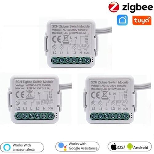 MINI Zigbee Smart Switch 240V 3-way Control Timer Wireless Switches Smart Home Automation Compatible With Tuya Alexa Google Home
