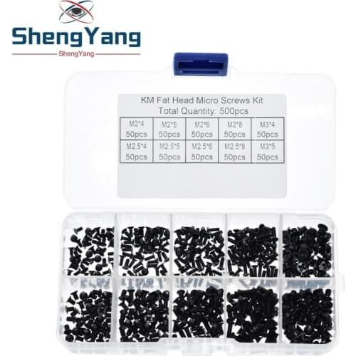 500Pcs M2 M2.5 M3 KM Screw Flat Head Phillips Screws Laptop Notebook Screws Set Kit for computer small screw