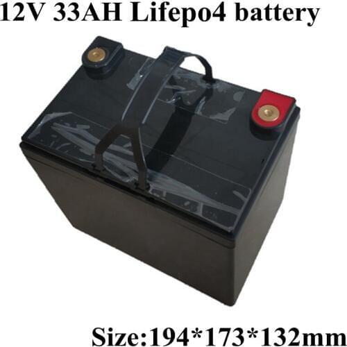 Waterproof Lifepo4 12v 33Ah Lithium Battery BMS 4S for 360W Hernia Lamp Fish Finder Monitor UPS Solar Storage RV + 5A Charger