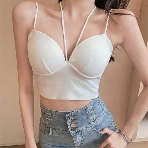 Texture Soft Hanging Neck Strap Sling Women Tube Top All-match Vest Bottoming New Summer Halter Top Fashion Bra Skin-Friendly