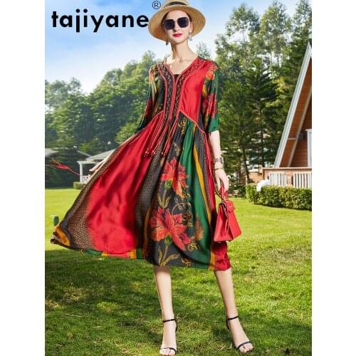 For Dress Long Women 100% Silk Dresses Womens Clothing Elegant Real Silk Woman Dress Vacation Luxury Vestido TN2538