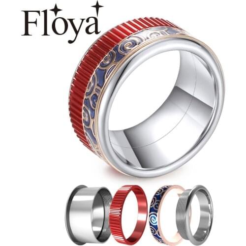 Floya Splicing Gear Ring in Rings For Women Interchangeable Stainless Steel Ring Arctic Symphony Collection Wedding Band Femme