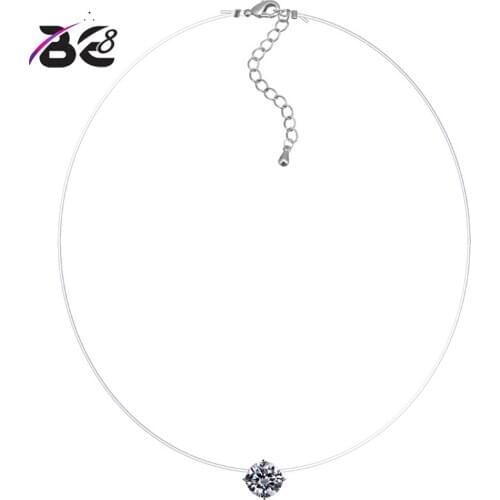 Be 8 Bling Round Shape AAA Cubic Zirconia Necklace Pandent for Women Fashion Fishing Line CZ Accessories Girls Party Gifts N-052
