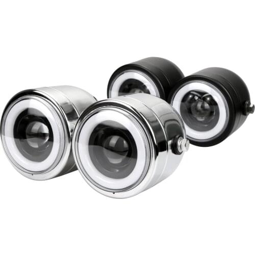 1 Pair Motorcycle Universal Angel Eyes LED Turn Signal Light Dual Front Headlight for Harley Softail 1986-13 Fatboy FLSTF Bobber