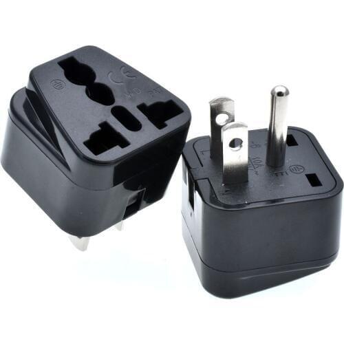 1pcs Universal Travel Power Plug Adapter 3pin AU/UK/EU to US Thailand USA Canada Adaptor Converter AC Power Plug Connector