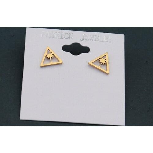 10pair Stainless Steel Orecchini Triangle Palm Tree Stud Earrings For Women Nature Jewelry Gold Earrings Bohemia Bijoux Femme